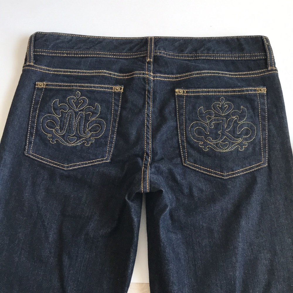 Michael Kors logo embroidered pockets dark jeans